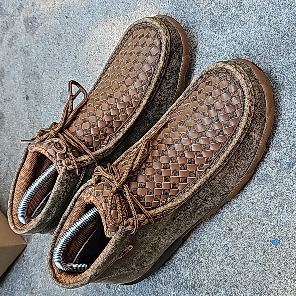 Twisted X Womens 8M Chukka Driving Moccasin Tan Bomber Basket Weave